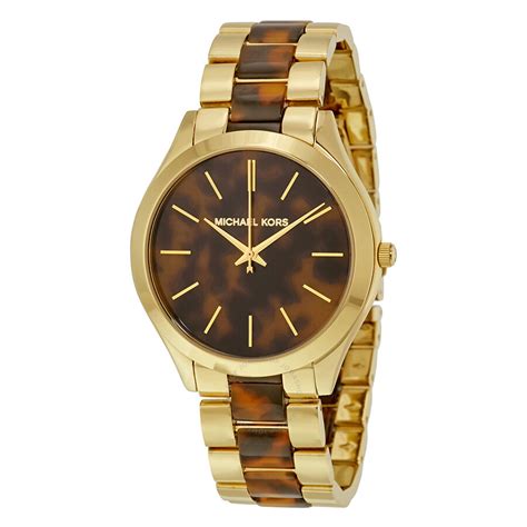 michael kors gold and tortoiseshell watch|mk4284 women's watch.